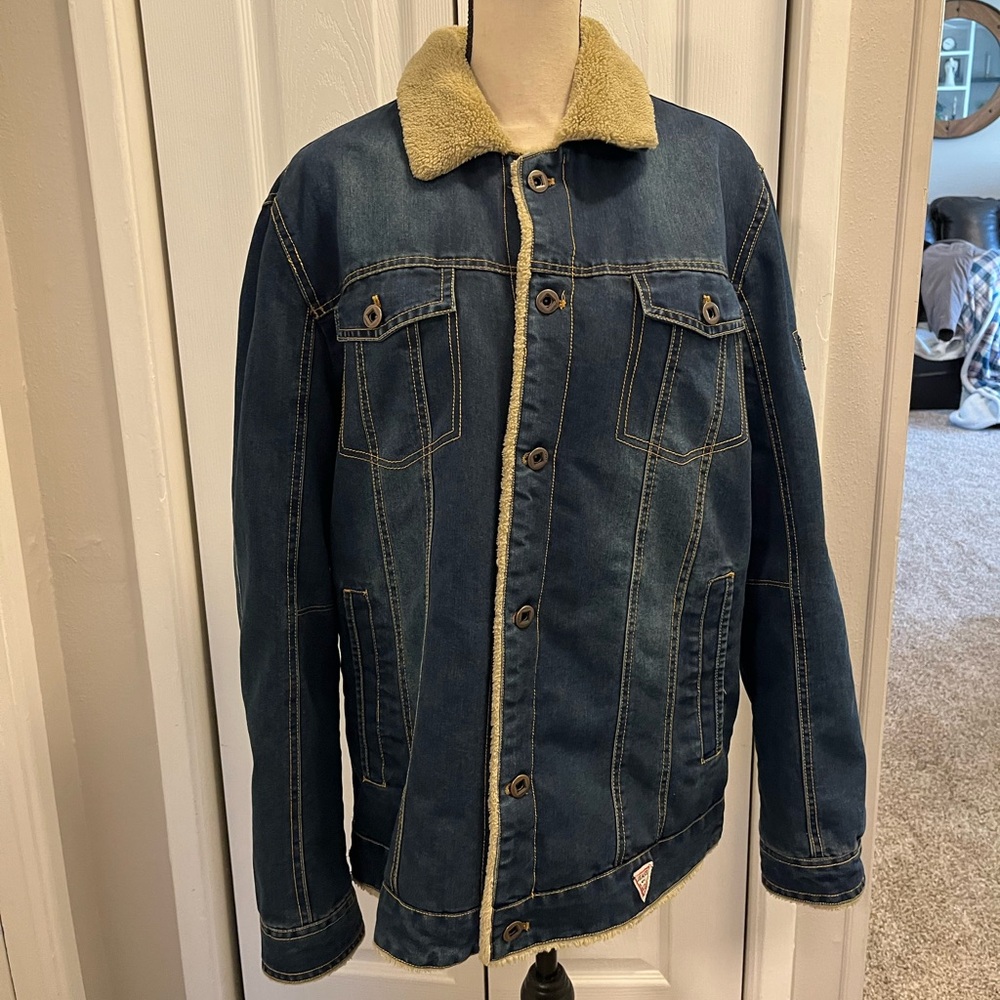 MENS AFS JEEP FUR LINED DENIM JEAN JACKET